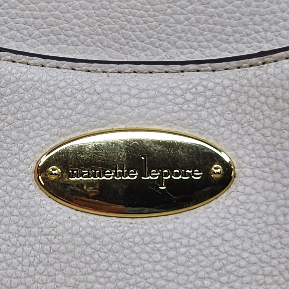 Nanette Lepore White Faux Leather Crossbody Quiet Luxury Bag Pebbled Purse 10x7 - Picture 13 of 16